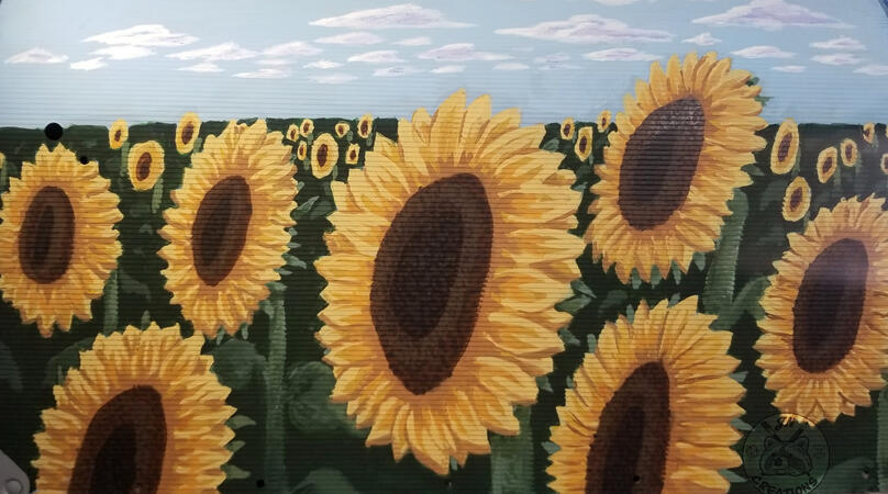 Sunflower Field - Acrylic paint on Aluminum Mailbox